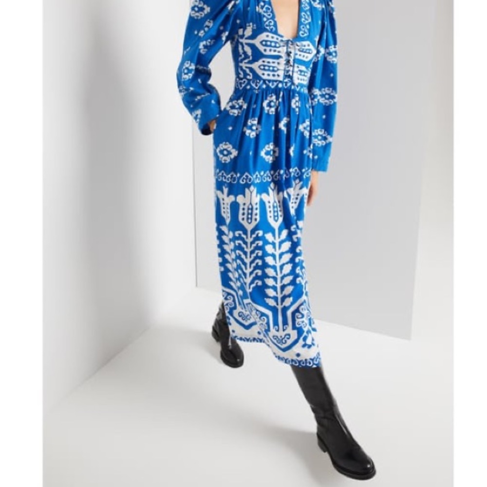 Sea NY The Sonia long sleeve smocked dress features a smocked bodice LS 6 - Picture 5 of 7
